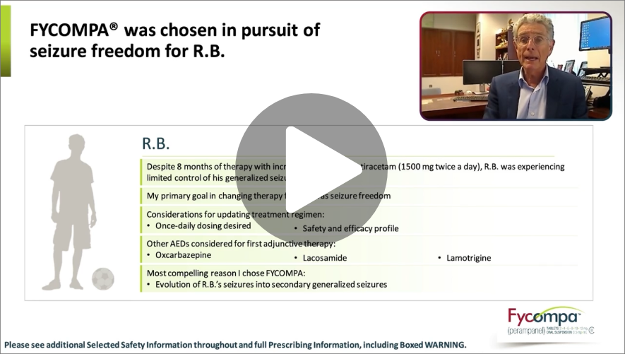 Fycompa® (perampanel) CII as First Adjunctive Therapy After Initial AED Monotherapy Failure Chapter 2: Real Patient Cases video thumbnail